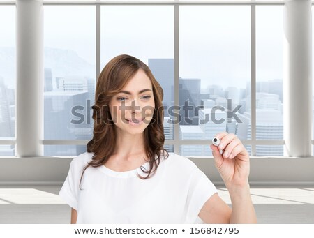 Foto stock: Composite Image Of Businesswomans Hand Writing With Marker