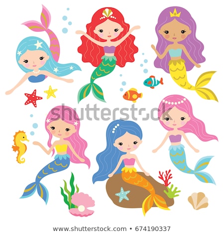 Stock fotó: Cute Mermaid Swimming Under The Ocean