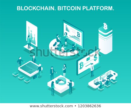 Stockfoto: Blockchain Seminar Of Man Vector Illustration
