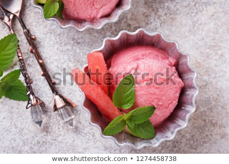 ストックフォト: Watermelon Ice Cream In Metal Bowls