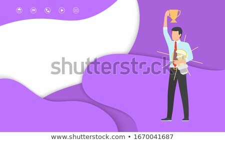 Stockfoto: Best Idea Web Page Template Man With Trophy Cup