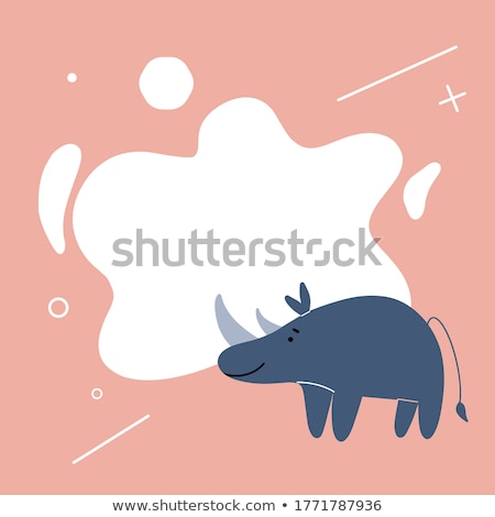 Foto stock: A Rhinoceros On Note Template