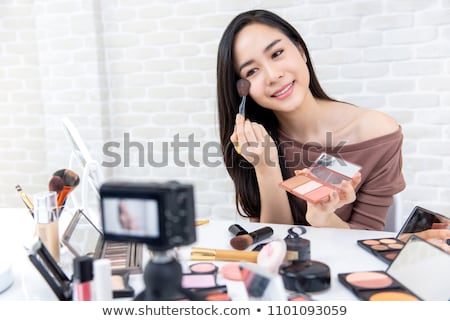 Stok fotoğraf: Beautiful Asian Woman Professional Beauty Vlogger Or Blogger Pre