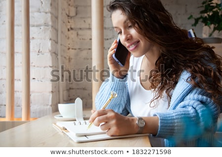 ストックフォト: Businesswoman Talking On The Cellphone And Writing In Organizer