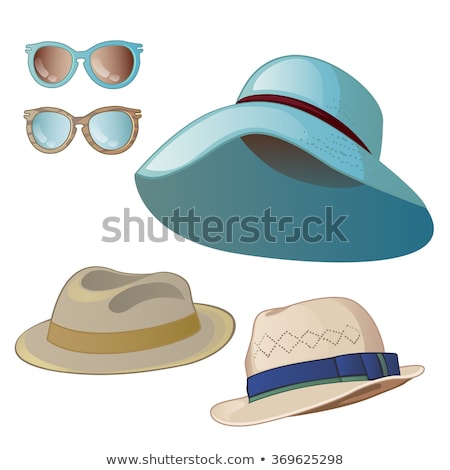 Old Fashioned Girl Wearing Blue Retro Vintage Dress And Hat Foto stock © lady-luck