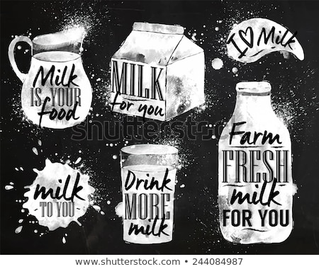 Stok fotoğraf: Chalk Painted Illustration With Milk