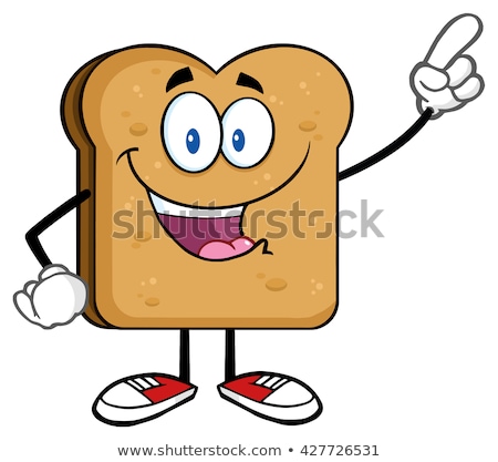 Stock fotó: White Sliced Bread Cartoon Mascot Character Pointing
