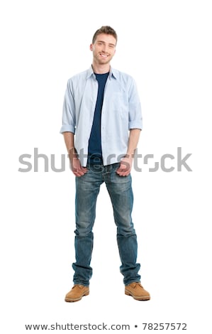 Foto d'archivio: Full Length Portrait Of A Joyful Young Casual Man