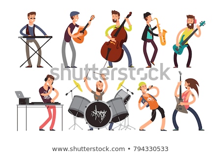 Stock photo: Man Plays In Musical Group On Bass Guitar Vector