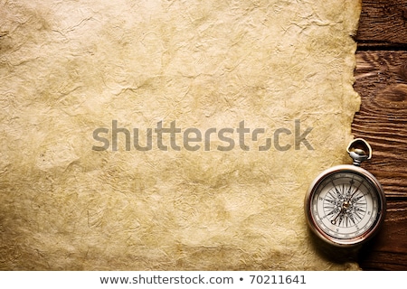 Stockfoto: Close Up View Of The Compass On Old Map