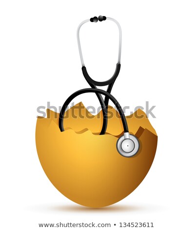 Broken Egg With A Stethoscope Illustration Design Over White ストックフォト © alexmillos