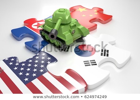 Stok fotoğraf: Usa And North Korea Flags In Puzzle