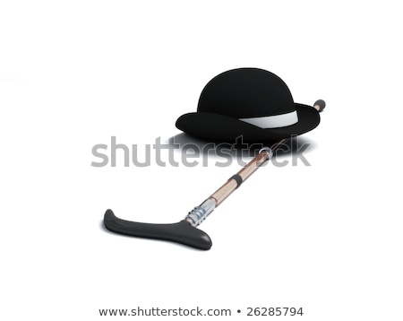 Foto stock: Walking Stick And Black Bowler Cap