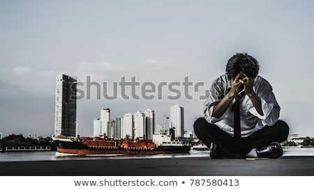 Stock fotó: Gunman Businessman Silhouette In Black