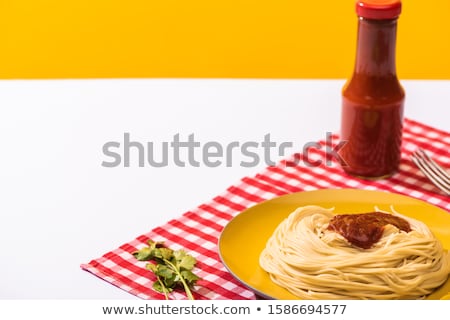 Stock photo: Spaghetti With Ketchup On Fork