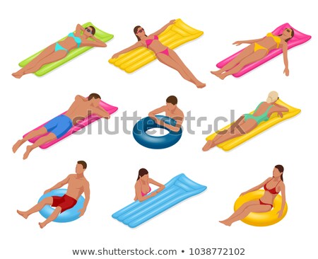 [[stock_photo]]: Woman Sunbathing On Floating Raft