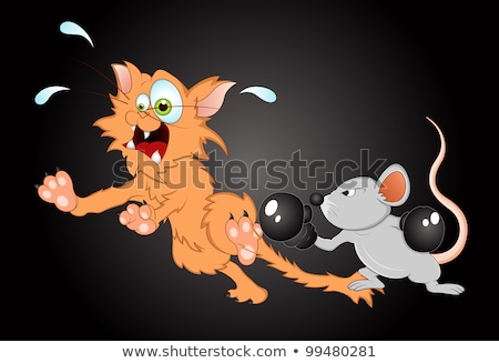 Stock fotó: Cartoon Angry Wrestler Kitten