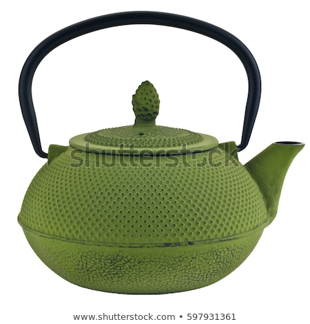 Zdjęcia stock: Black Metal Oriental Teapot Isolated