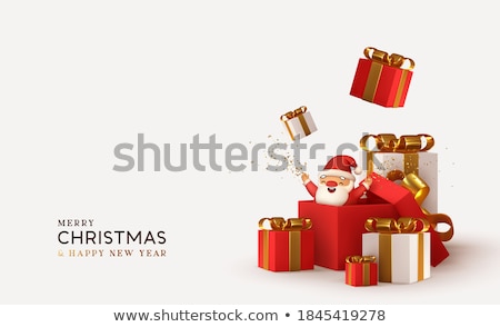 ストックフォト: Happy Holidays Greeting Cards With Santa And Gift Boxes