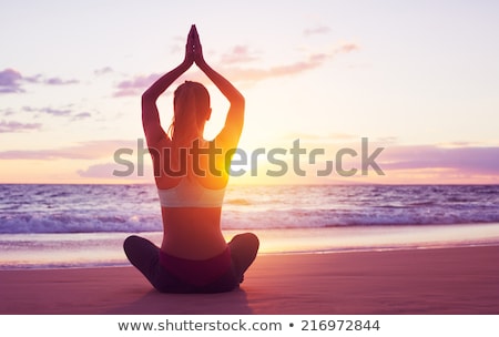 Stock photo: Young Healthy Woman Practicing Yoga On The Beach At Sunrise Benefits Of Natural Environments For Ph