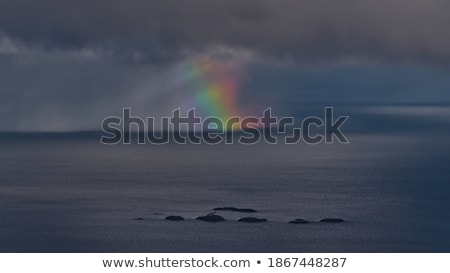 Foto stock: Norwegian Sea Waves On Rocky Coast Of Lofoten Islands Norway