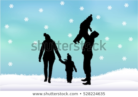 Foto stock: Ombra · Família · de · Inverno