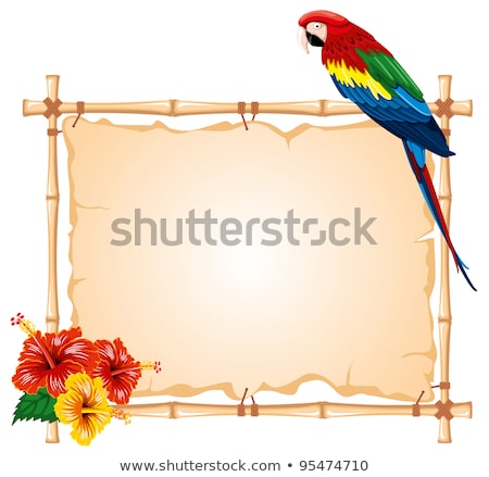 Stock fotó: Parrot On Bamboo Frame