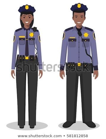 Foto stock: Policewoman Cop Icons Set Vector Illustration