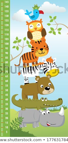 Stock foto: Height Measurement Chart With Frog Characters
