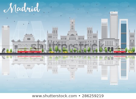 Stock photo: Madrid Skyline With Grey Buildings And Blue Sky