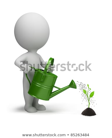 Foto stock: 3d Small People - Watering Of The Germ