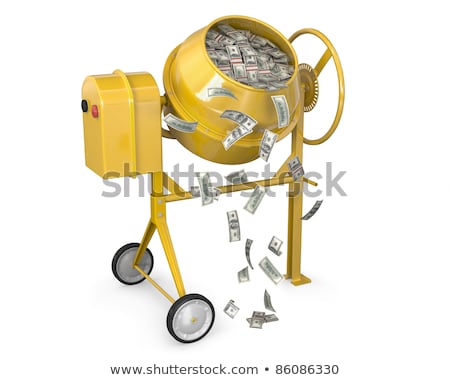 Stockfoto: Concrete Mixer Full Of Dollars With Falling Banknotes