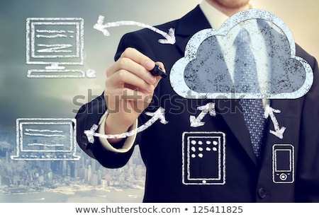 Stock foto: Business Man Draw Cloud Computing Chart