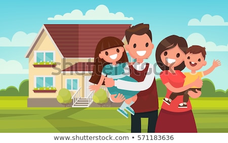 Foto stock: Family Houses Cartoon Icons