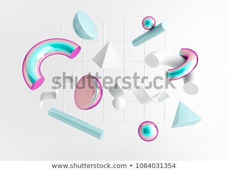 Stock fotó: Abstract Glossy Torus Shape In Rainbow Color On White