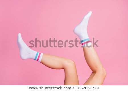 Stock foto: Young Model With Pink Stockings On White