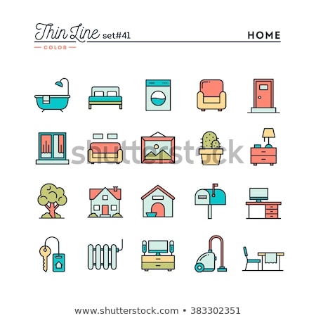 Foto stock: Flat Color Vector Icons Set For Doors