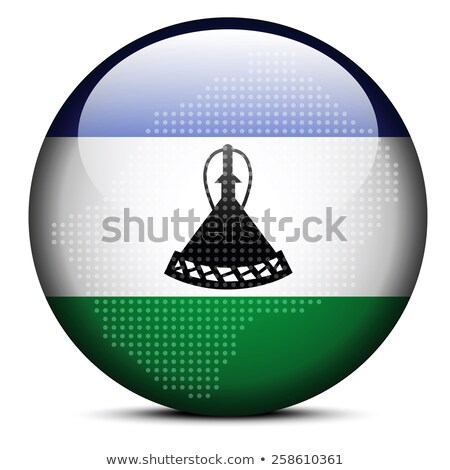 Stock fotó: Map With Dot Pattern On Flag Button Of Lesotho