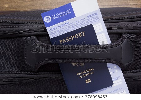 Stockfoto: Customs Declaration On A Road Suitcase