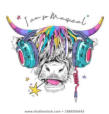 Stockfoto: Cow With Headphones