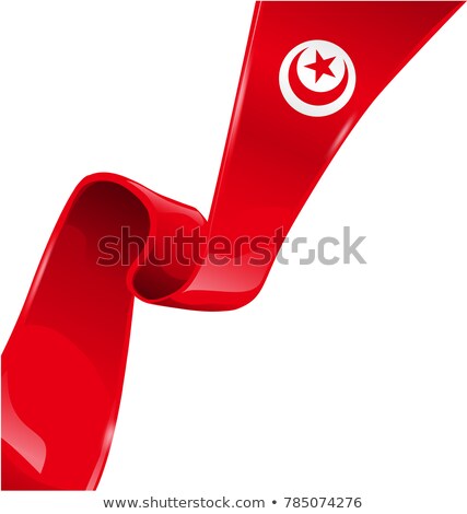 Zdjęcia stock: Tunisia And Tobago Ribbon Flag On White Background