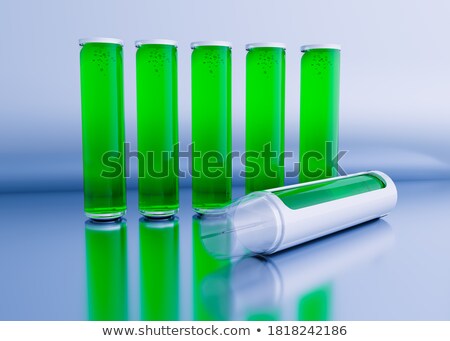Сток-фото: Syringe With Five Bottles Of Vaccine 3d Rendering