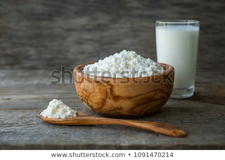 Zdjęcia stock: Fresh Dairy Products On White Table Background Glass Of Milk Bowl Of Sour Cream Cottage Cheese An