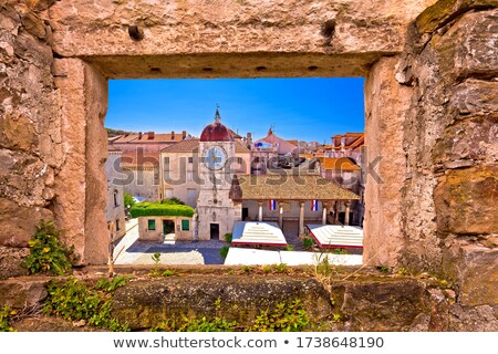 Stockfoto: Unesco Town Of Trogir Main Square Panoramic View