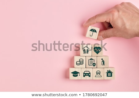 Foto stock: Wooden Cubes Contract Icons