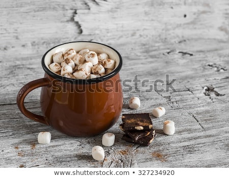 商業照片: Hot Chocolate With Marshmallow Candies On Wooden Background