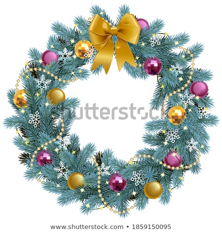 Foto d'archivio: Christmas Coniferous Spruce Wreath Vector Isolated