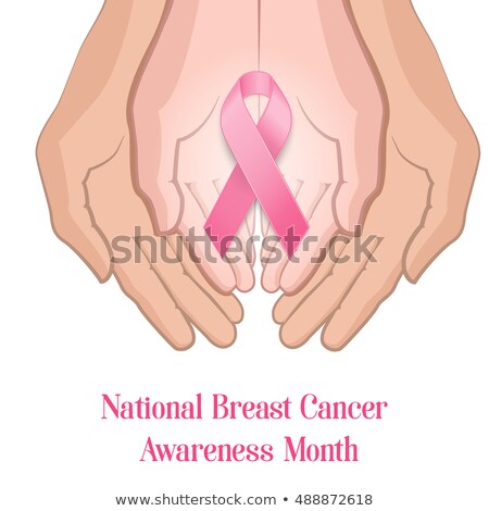 Stock fotó: Open Hands Together With Pink Ribbon For Breast Cancer Awareness