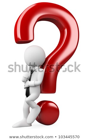 Stock fotó: 3d White People Man Leaning On A Question Mark Challenge