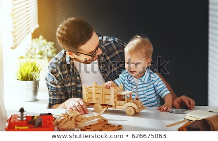 Stock fotó: Little Boy Playing With Carpentry Toy